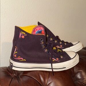 Converse Women's High-Top Sneakers - Black with Yellow and Pink Accents